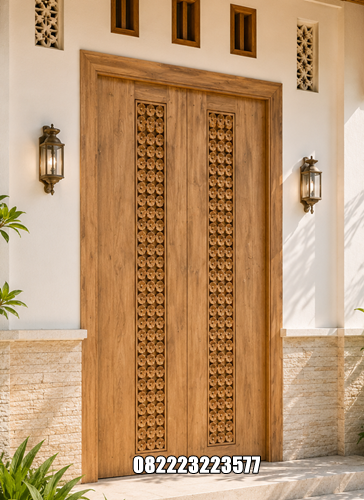 Pintu Solid Kayu Jati Ukir Minimalis