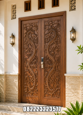 Pintu Ukir Naga Kayu Jati Jepara